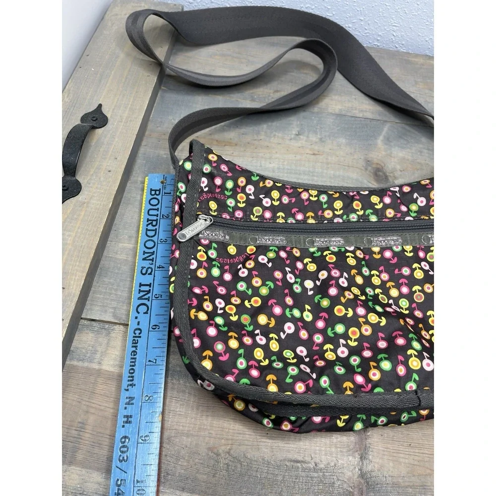LeSportsac Brown Colorful flowers Dutch Musical Notes Hobo‎ Crossbody Bag